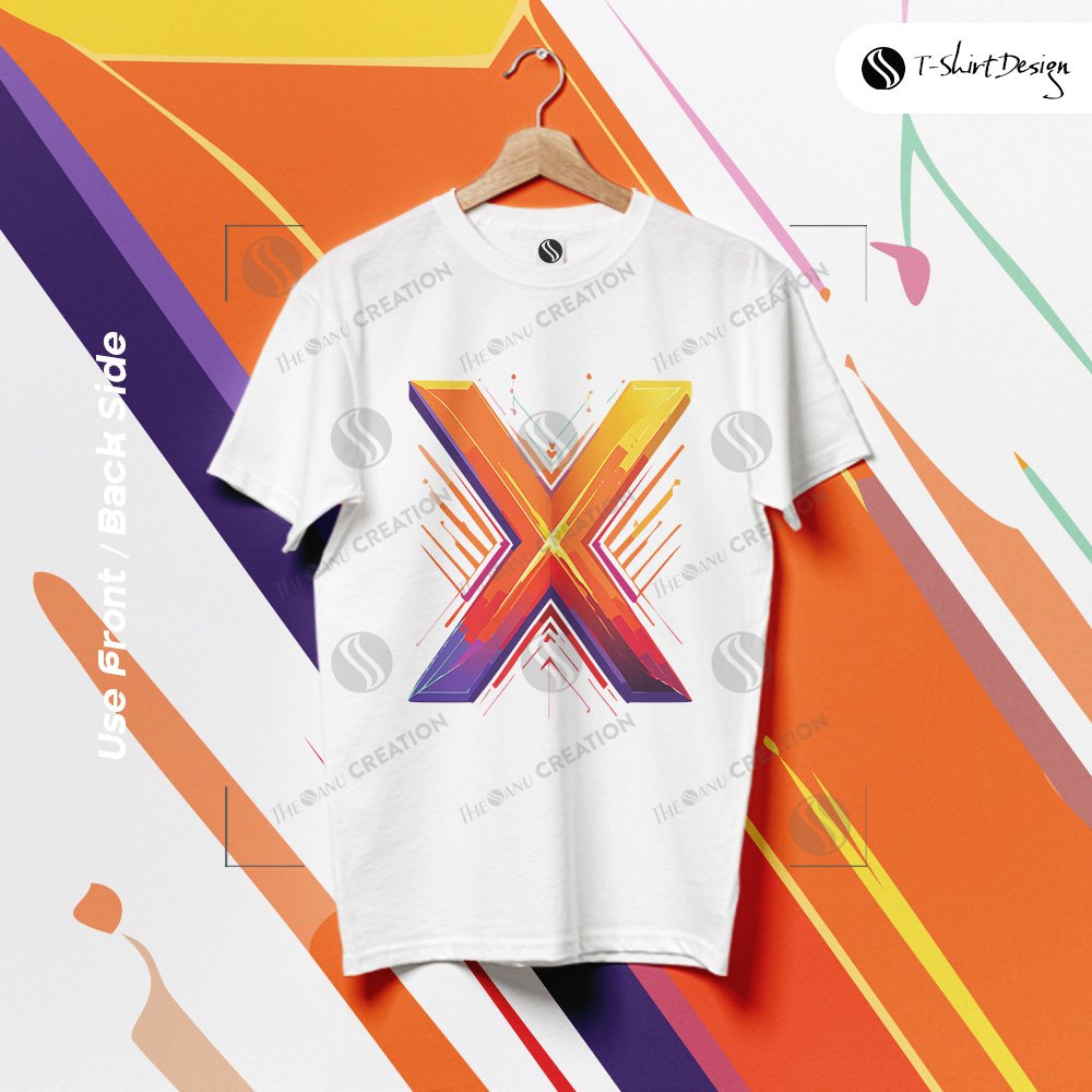 Colorful Creative X T-Shirt Design