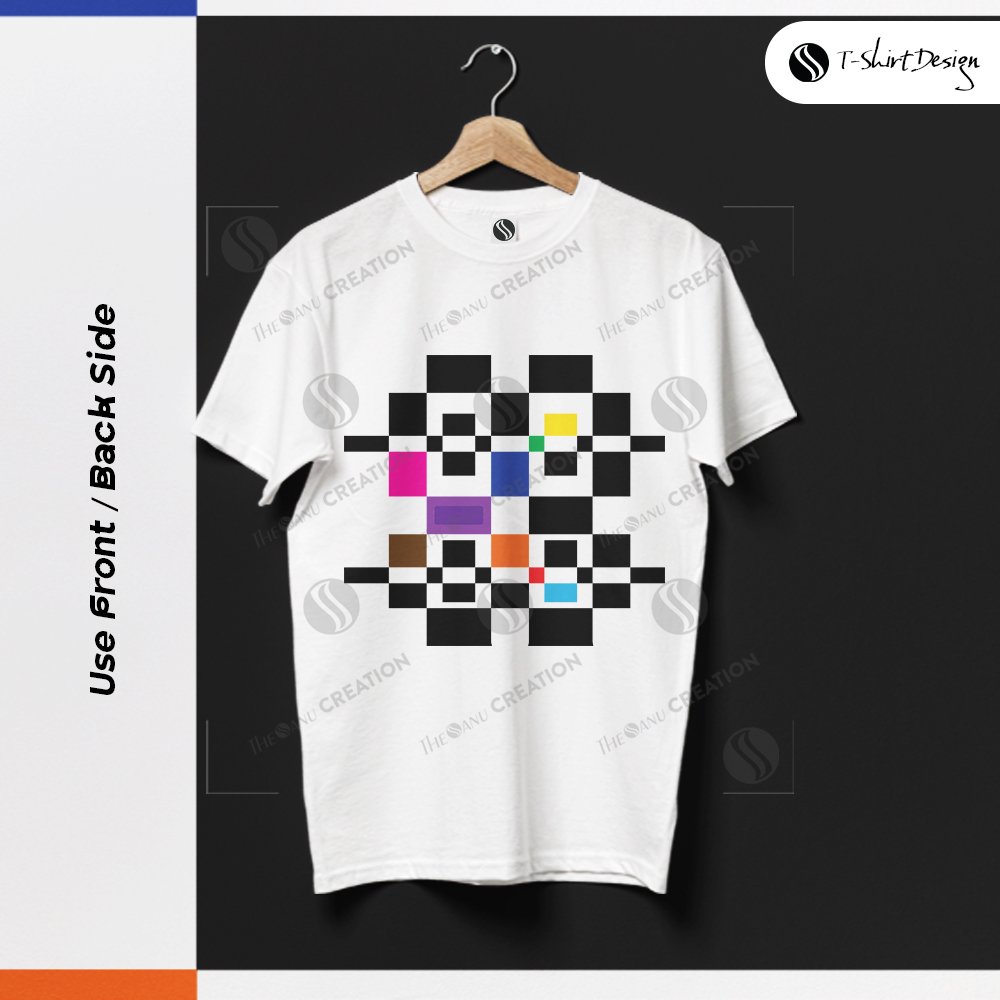 Colorful Square & Rectangular Pattern T-Shirt Design